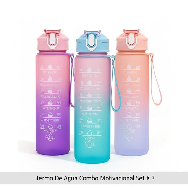 Termo De Agua Combo Motivacional Set X 3