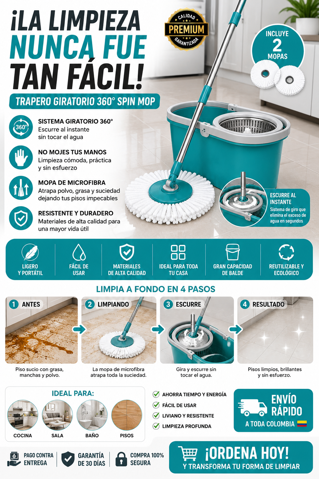 Trapero Giratorio Balde 360 Spin 2 Mopas